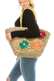 wholesale seagrass tote  4 flowers