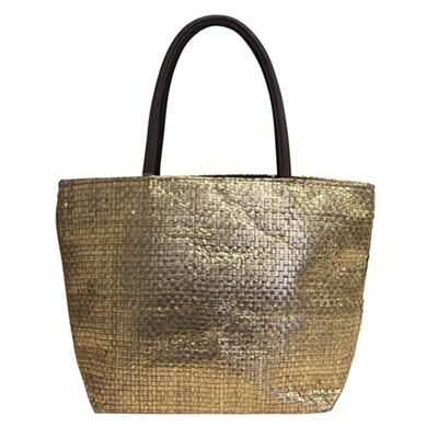 wholesale metallic gold straw tote bag