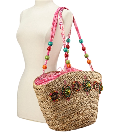 wholesale seagrass straw tote bags tropical
