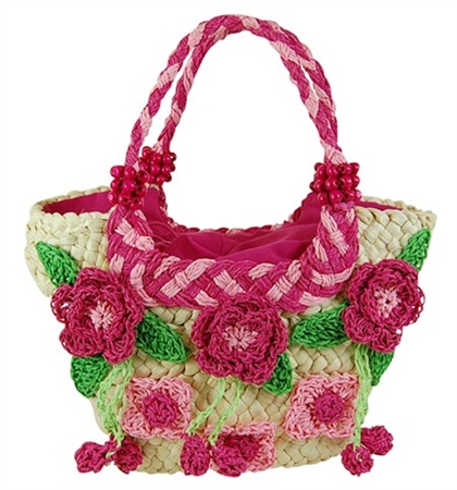 wholesale straw mini bag  crochet flowers