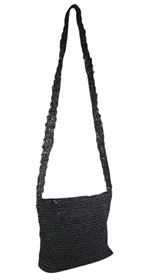 wholesale black crochet straw purses