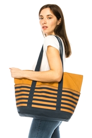 wholesale striped canvas resort tote bag