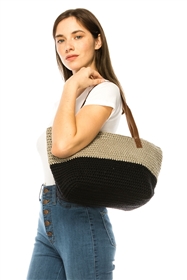 wholesale 2-tone wool crochet handbag