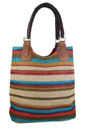 wholesale striped nylon crochet handbag