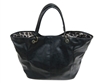 faux leather handbag with leopard lining