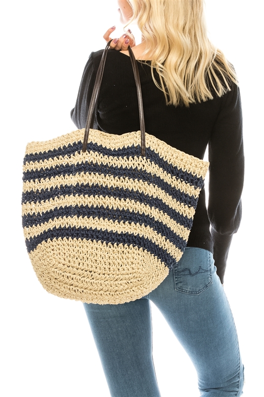 Striped Seagrass Beach Bag