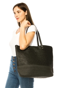 wholesale large handbags - straw poly 2-tone bag