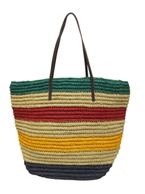 wholesale multi striped straw crochet handbag