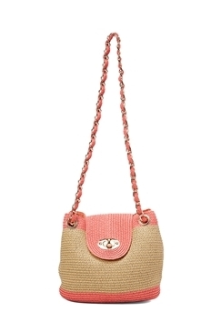 wholesale pink bags - straw purse with chain handle