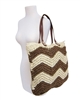 wholesale large crochet straw beach bag  wavy stripes