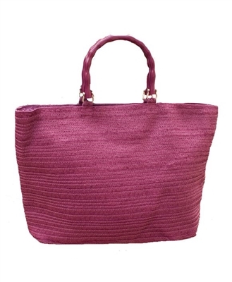 wholesale pink bags - mixed braid straw tote bag