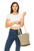 wholesale striped straw tote  rope handles