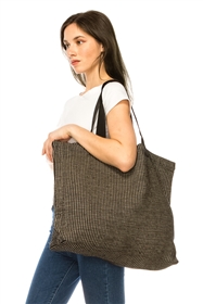 wholesale open top textured fabric tote bag