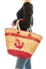 wholesale large straw beach bags - nautical anchor embroidered straw handbags