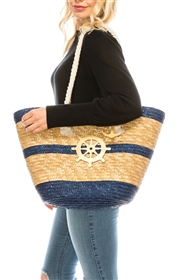 wholesale large straw beach bags - nautical wheel embroidered straw handbags wholesale