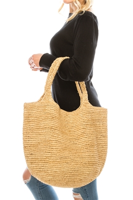Wholesale Hand Crocheted Raffia Straw Hobo Bag