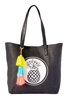 Beach Bags Wholesale - Straw Tote Bag - Pineapple Tassels