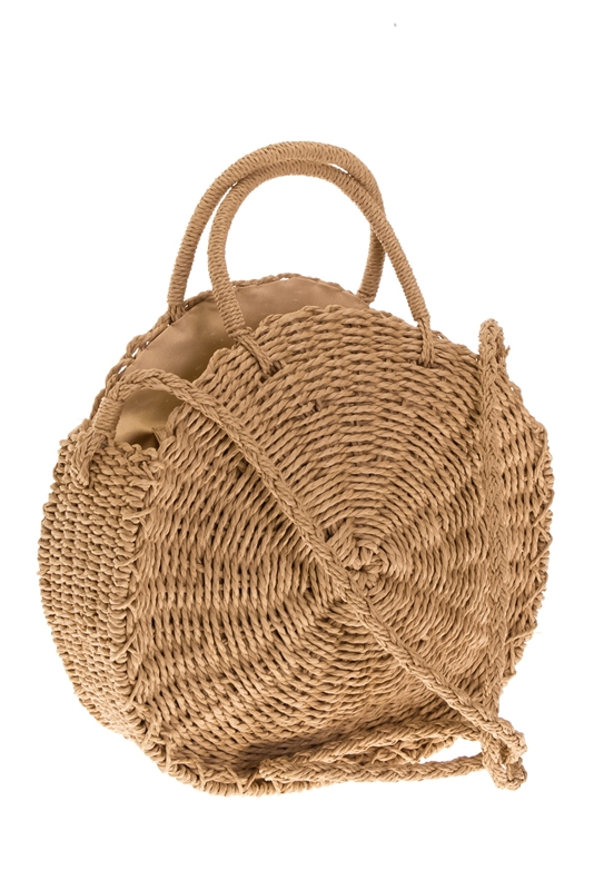 Beige Straw Purse - Round Purse - Woven Handbag - Canteen Bag - Lulus