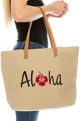 wholesale large hemp tote bags aloha embroidered hawaii totes
