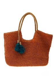 Wholesale Raffia Straw Bags - Toyo Straw Crochet Beach Bag with  Raffia Straw Tassels