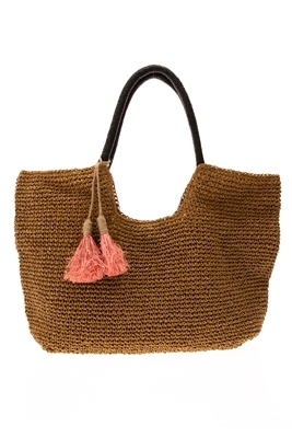 Wholesale Summer Simple Beach Bali Retro INS Splice Handwoven Shoulder Tote  Bag Women Knitted Straw Designer Crochet Bucket Handbag From m.