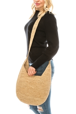 Crescent Shoulder Bag, Raffia Purse