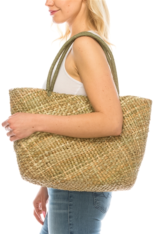 Sea & Grass - Pom Pom Woven Tote Bag - Ethical Accessories Black