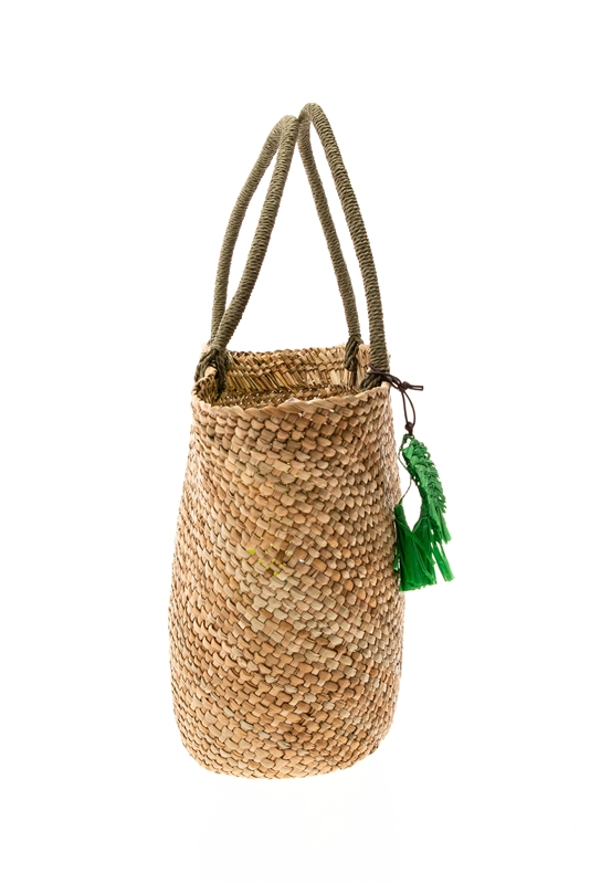 Palm Fiber Woven Circular Tote Bag with Tassels - Nicaraguan Tote