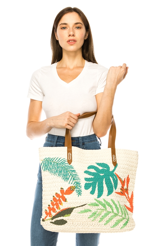 Embroidered discount straw bag