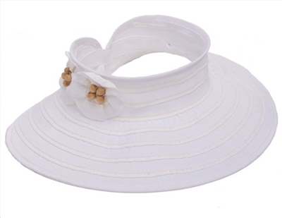 wholesale ribbon and straw flower roll-up visor