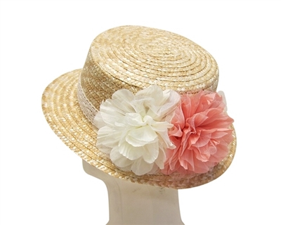 wholesale straw boater hats 2 flowers