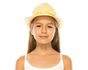 wholesale kids bright straw fedora hats for summer