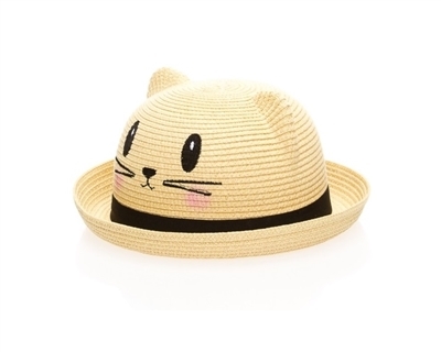 Wholesale Kids Kitty Hats - Girls Straw Hat