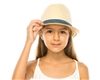 wholesale beach hats - Child's Straw Fedora w/ Chambray Band