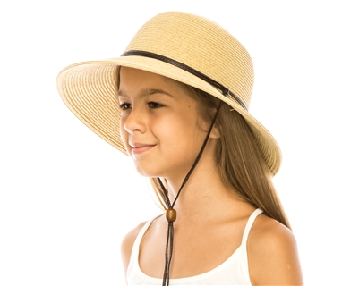 Wholesale Kids Straw Sun Protection Hats - UPF 50 Wide Brim Kids Hats Wholesale