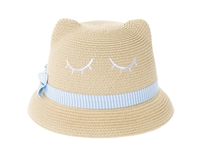 2960 Kids Straw Hat - Bashful Kitty