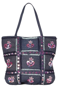 wholesale denim tote bags sequins embroidery