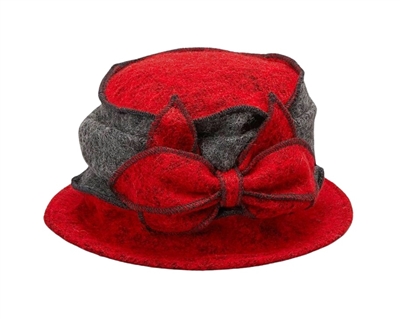 wholesale cloche hat with marled lambswool and bow