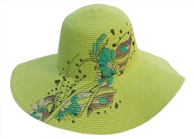 wholesale floppy straw sun hats - butterfly prints
