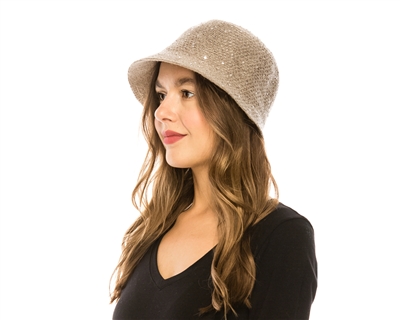 wholesale sequin knit cloche hat