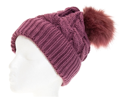 wholesale Matching Color Fur Pom Beanie