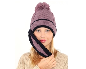 Wholesale Matching Set Wholesale Knit Beanies Face Cover Set Winter Matching Beanie Set