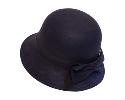 wholesale dress hats - navy vegan felt hat - wholesale cloche hats