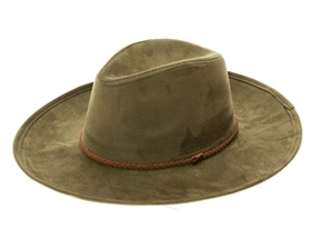 wholesale fall-winter hats - vegan suede wide brim women's hat