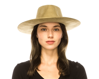 wholesale fall-winter hats - vegan suede wide brim women's hat