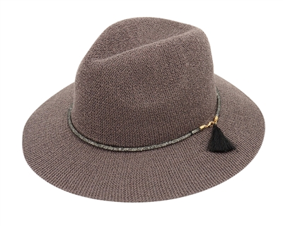 Wholesale Knit Panama Hats for Women - Black and Taupe
