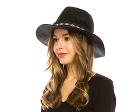 3126 Panama Hat w/ Southwestern Band - Black