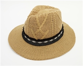 3126 Panama Hat w/ Southwestern Band - Camel