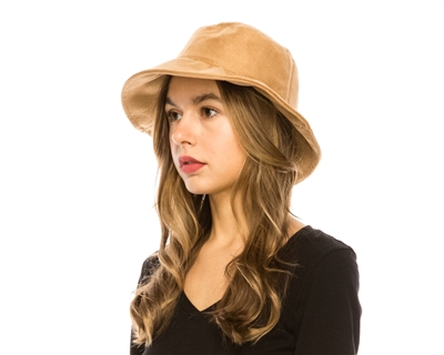 Wholesale Womens Fashion Bucket Hat - Vegan Suede Summer Bucket Hat