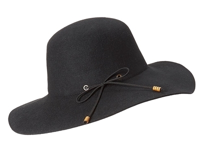 Wholesale Wool Floppy Hats - Suede Tie Women's Hat